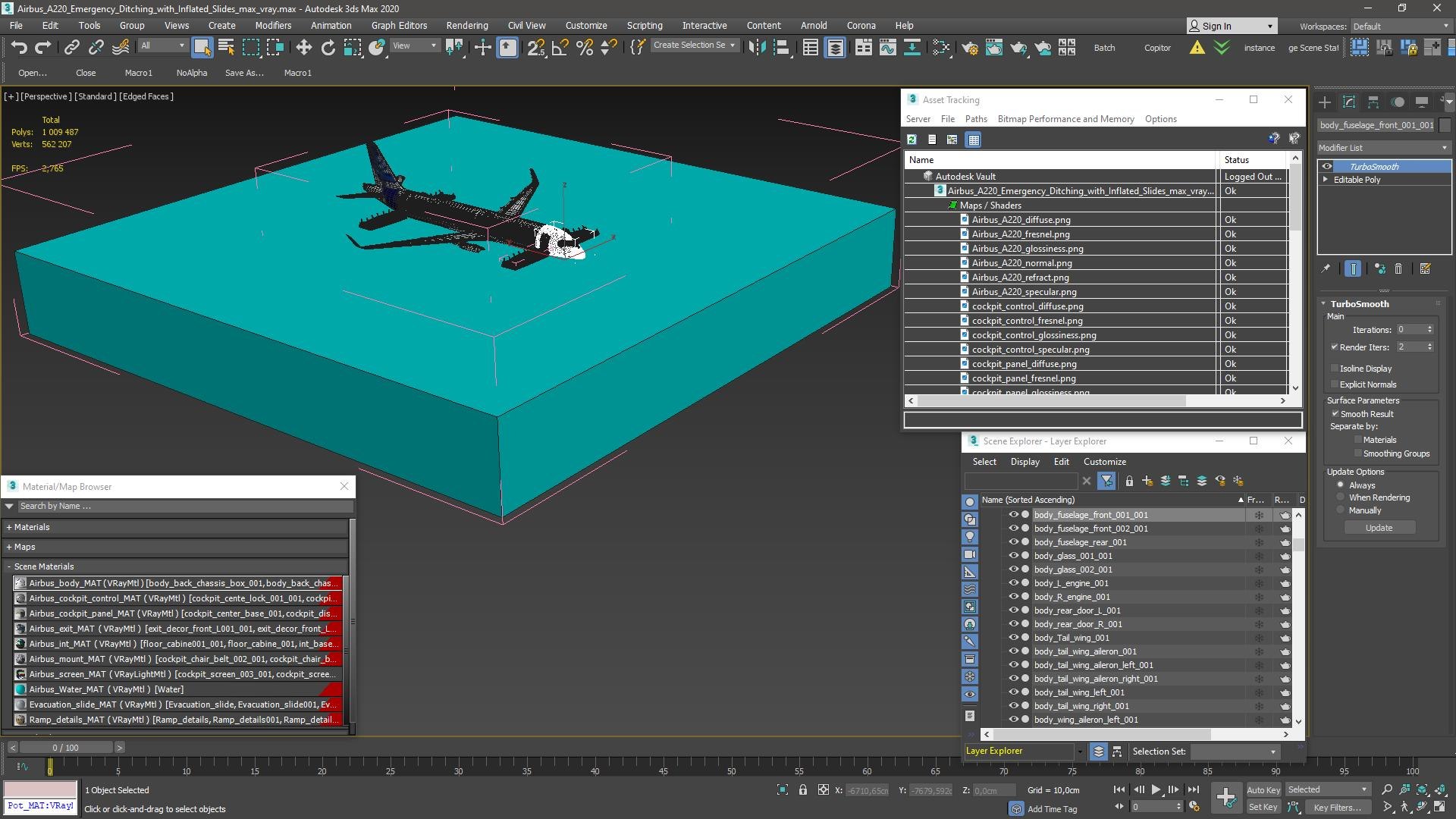 Airbus A220 Emergency Ditching With Inflated Slides 3D Model ...