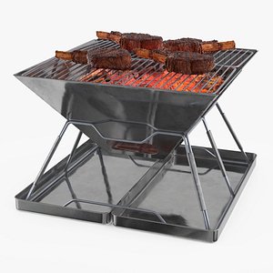 3D Outdoor Portable Grill with Meat