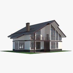 3D model white contemporary house interior