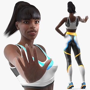 dark skin fitness woman rigged model