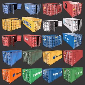 3D 20 Ft Old and New Container Collection Low-poly 3D model model
