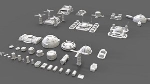 sci fi industrial objects 3 3D