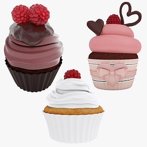 3D Raspberry cupcake collection