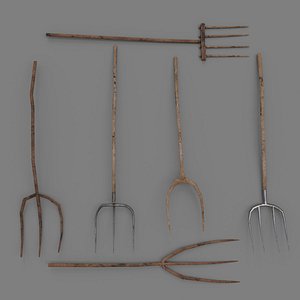 6 Medieval Farm Pitchforks PBR