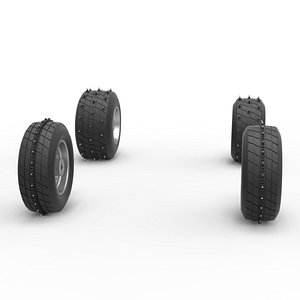 3D model Wheel set of Ice Sprint car Scale 1 to 25