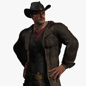 Realistic Western Cowboy Fighter Character Wild West Gunslinger Male