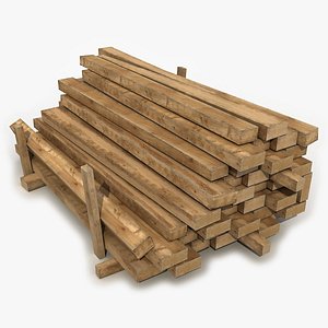 3d wooden wood beam model