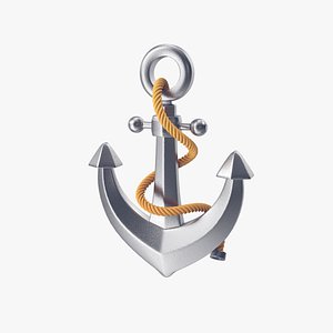 3D model Silver Anchor with Rope