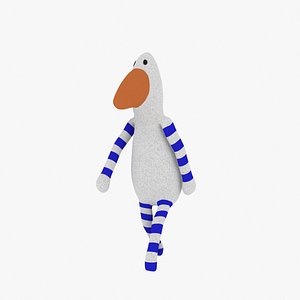 3D Cute Stylized Plush Bird Soft Toy Character - Rigged  Animated Fabric Look model