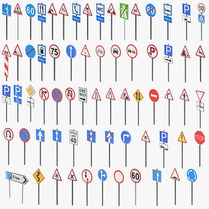 Road Sign Big Collection 3D model