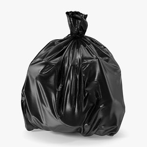 3D Tied Closed Black Rubbish Bag Small