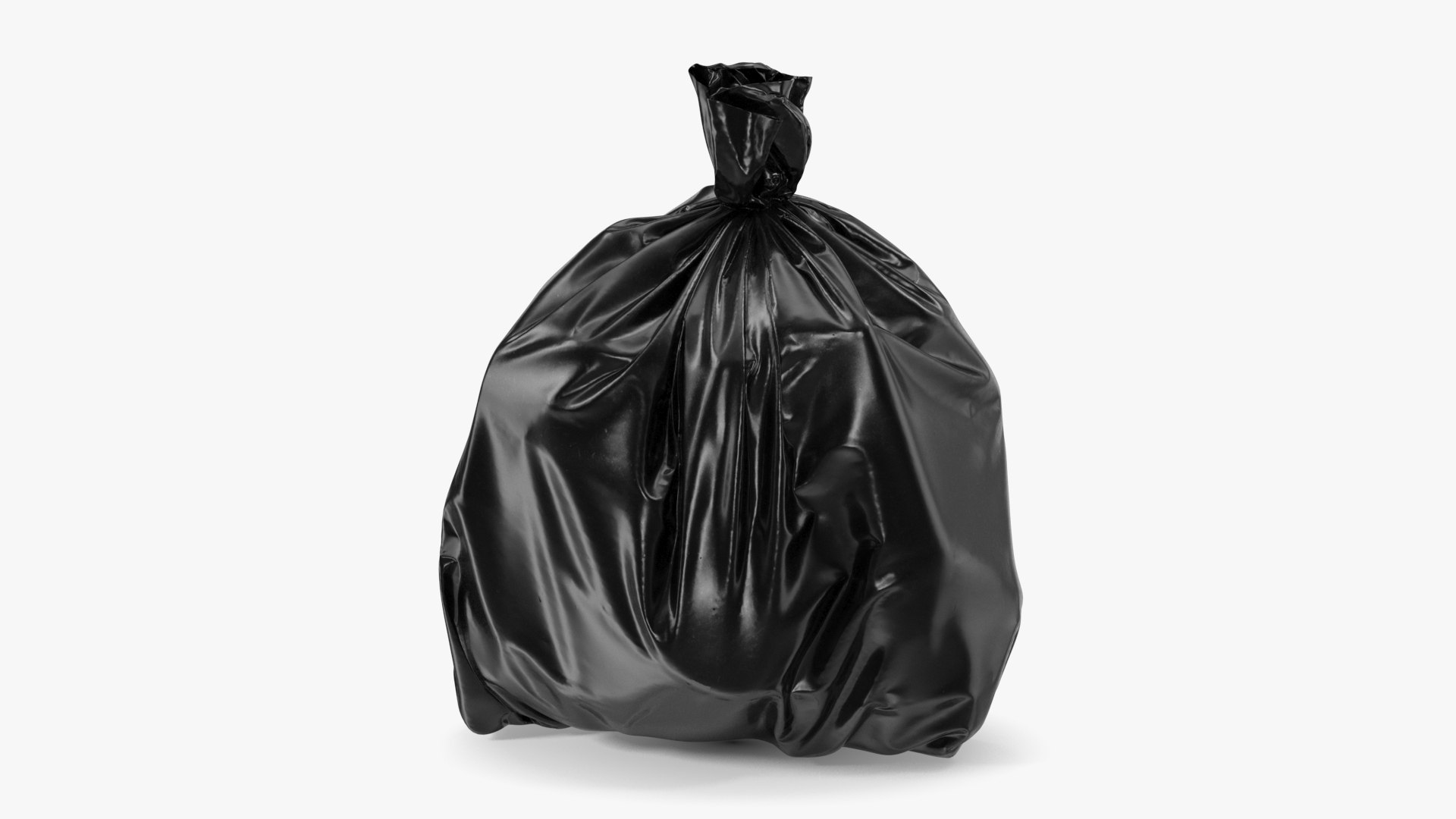 Tied Closed Black Rubbish Bag Small 3D model preview