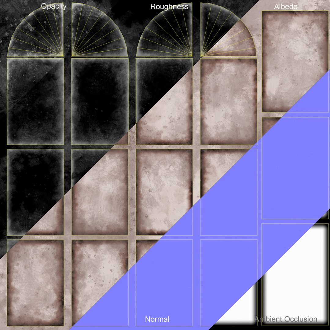 3D Old Lattice Windows Grey - PBR model - TurboSquid 1850643