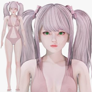 Bikini clothes 0023 - Rig - Unreal - Unity - Blender - Animated - Realistic Female Character 3D model