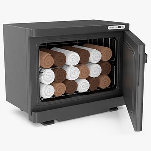 Hot Towel Warmer Cabinet Black With Towels 3D model