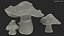 3D model Amanita Cartoon Mushrooms 3 Pieces