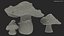3D model Amanita Cartoon Mushrooms 3 Pieces