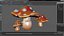 3D model Amanita Cartoon Mushrooms 3 Pieces
