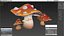 3D model Amanita Cartoon Mushrooms 3 Pieces