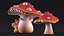 3D model Amanita Cartoon Mushrooms 3 Pieces