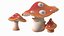 3D model Amanita Cartoon Mushrooms 3 Pieces