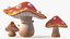 3D model Amanita Cartoon Mushrooms 3 Pieces