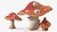 3D model Amanita Cartoon Mushrooms 3 Pieces