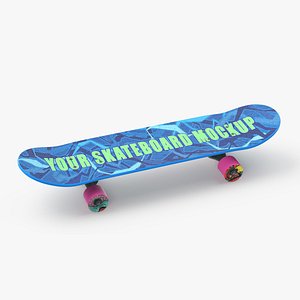 Classic Skateboard Face Blue Mockup 3D model