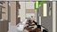 Collection de mobilier de salon de coiffure PBR, modèle 3D : station de miroir, fauteuil de coiffure et lavabo