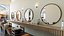 Collection de mobilier de salon de coiffure PBR, modèle 3D : station de miroir, fauteuil de coiffure et lavabo