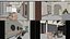 Collection de mobilier de salon de coiffure PBR, modèle 3D : station de miroir, fauteuil de coiffure et lavabo