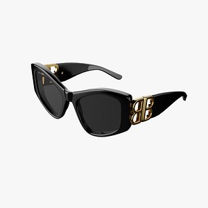 3D Balenciaga Black Dynasty XL D-Frame Sunglasses model
