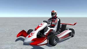 Low Poly Kart With Player - 11