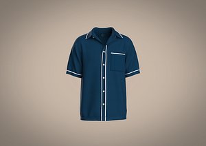 Mens Short-Sleeve Ribbed Resort Knit shirt 3D model