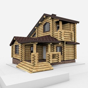 3d Canadian Wood Log House Model