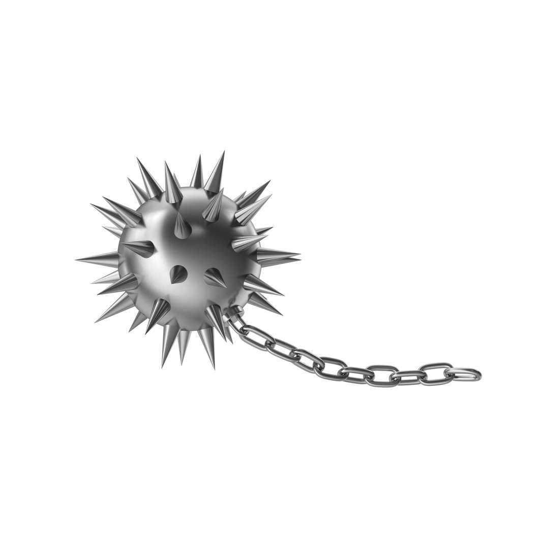 Steel Spiked Ball With Chain Model - TurboSquid 2366978