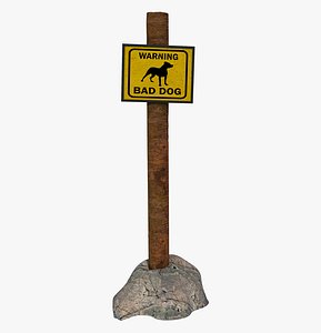 sign dog danger 3D
