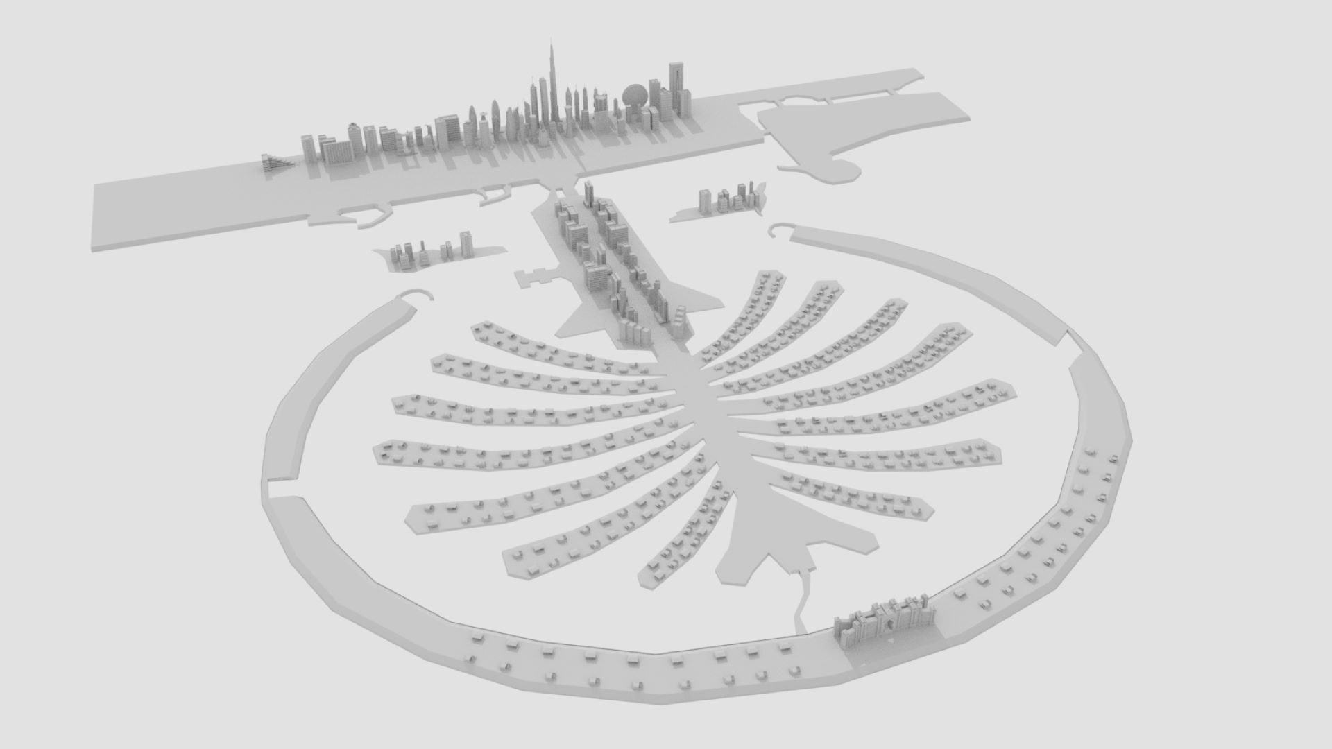 3D Dubai Palm Island model TurboSquid 2056344