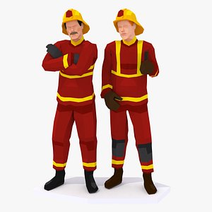 3D firefighters characters rigged model