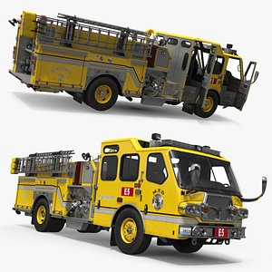 MFD E5 Fire Truck with Ladder Mount Yellow 3D model