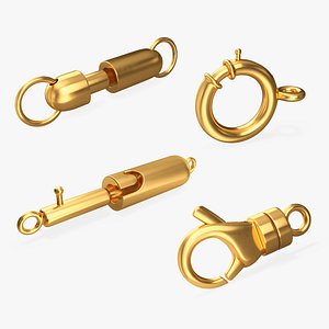 Gold Jewelry Clasps Collection 2 3D model