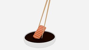 3D model chopstick dip salmon sashimi