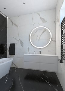 Bathroom with marble tiles 3D model