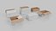 White Cardboard Box Retail Ready Trio &ndash; Rigged and Customizable 3D model