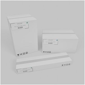 White Cardboard Box Retail Ready Trio – Rigged and Customizable