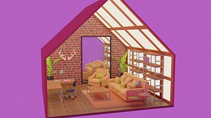 3D Interior Living Room Scene
