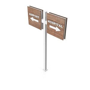Street Sign with Metal and Wooden Details Ground-mounted 3D