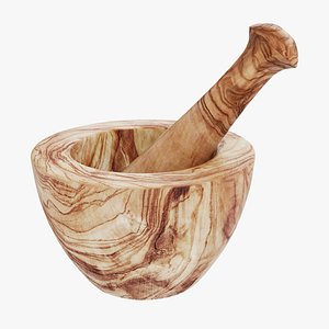 Wood mortar and pestle 3D model