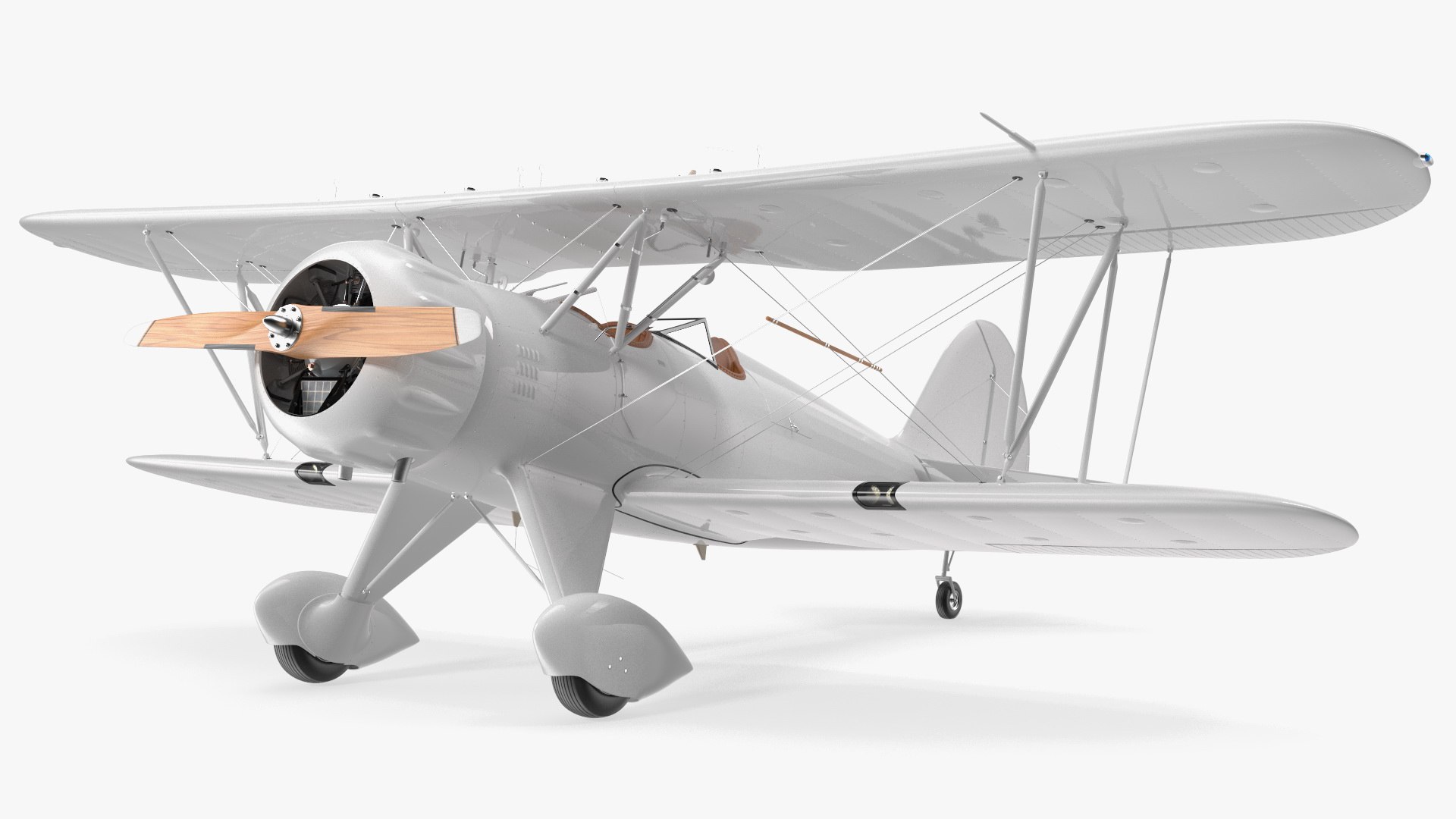 Coastal Biplane YMF-5 White Rigged 3D model preview