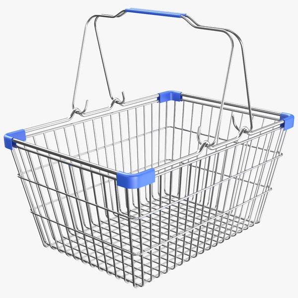 Detailed Metal Shopping Basket 3D model